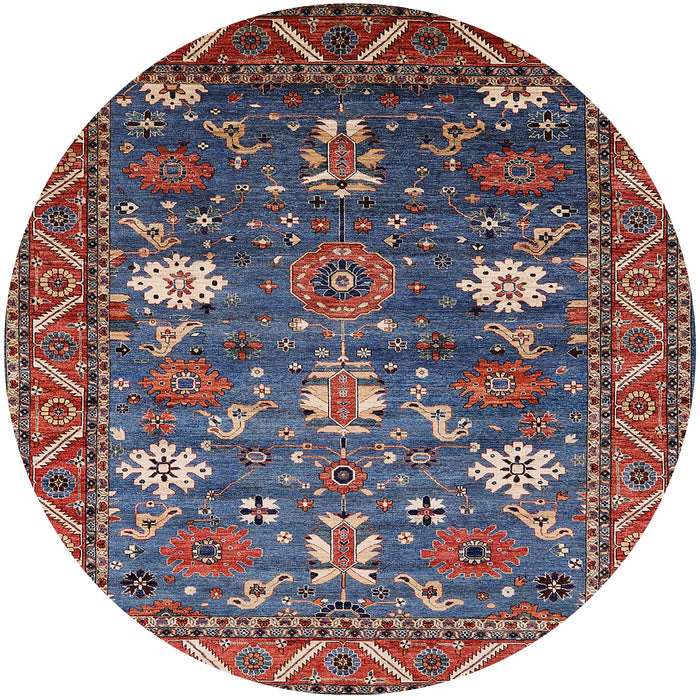 Round Mid-Century Modern Gunmetal Gray Oriental Rug, urb2293