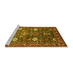 Sideview of Machine Washable Oriental Yellow Traditional Rug, wshurb2293yw