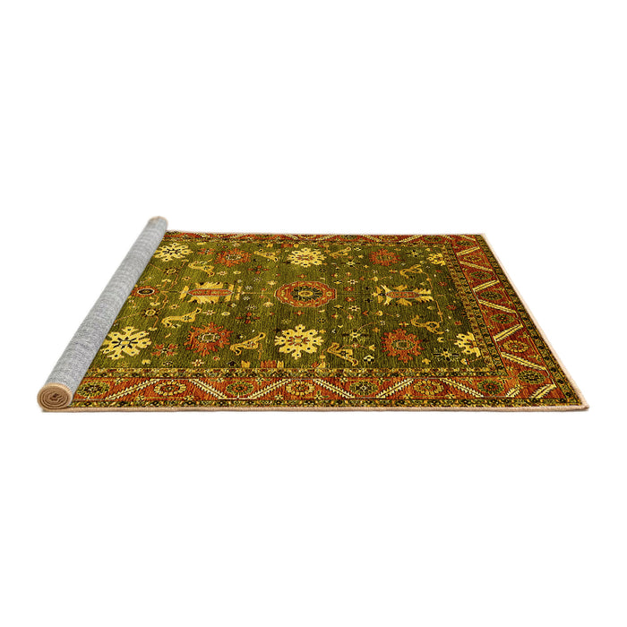 Sideview of Machine Washable Oriental Yellow Traditional Rug, wshurb2293yw