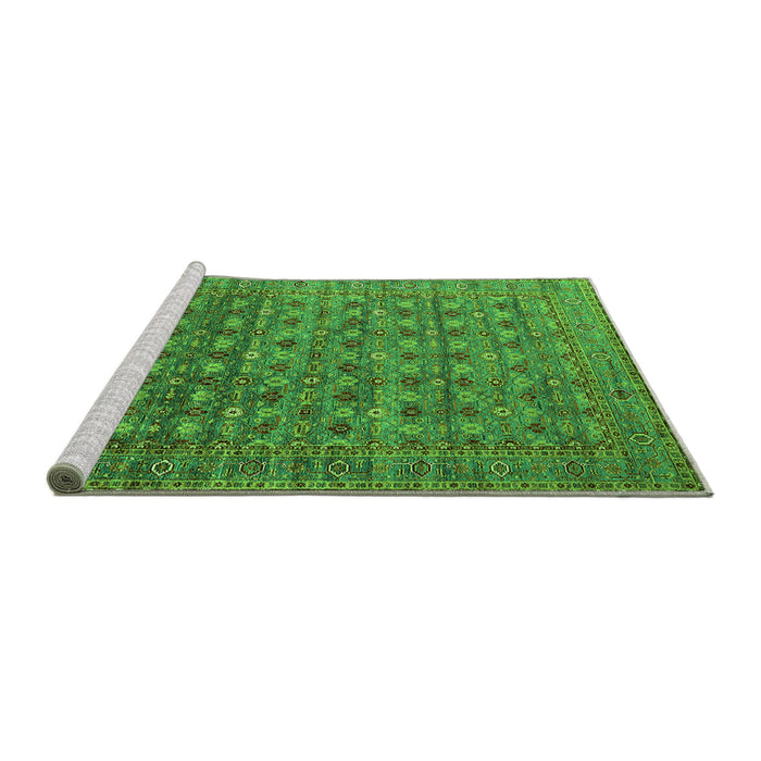 Sideview of Machine Washable Oriental Green Traditional Area Rugs, wshurb2294grn