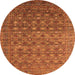 Round Machine Washable Oriental Orange Traditional Area Rugs, wshurb2294org