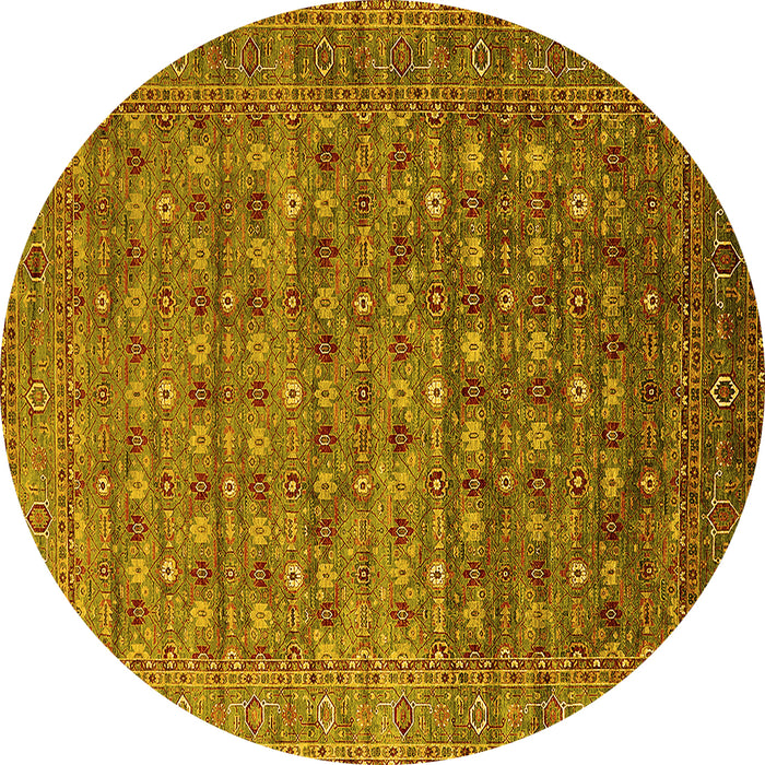Round Oriental Yellow Traditional Rug, urb2294yw