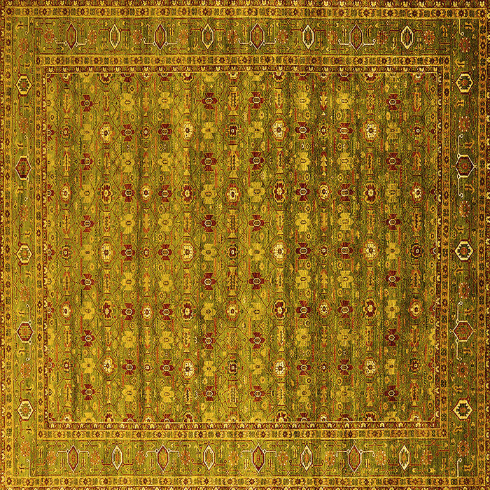 Square Machine Washable Oriental Yellow Traditional Rug, wshurb2294yw