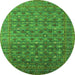 Round Oriental Green Traditional Rug, urb2294grn