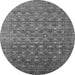 Round Machine Washable Oriental Gray Traditional Rug, wshurb2294gry