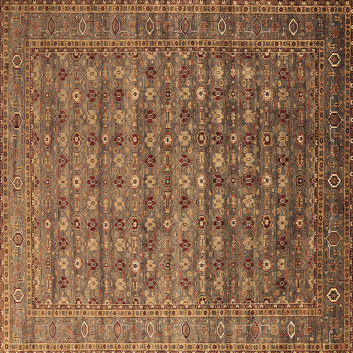 Square Machine Washable Oriental Brown Traditional Rug, wshurb2294brn