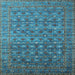 Square Machine Washable Oriental Light Blue Traditional Rug, wshurb2294lblu