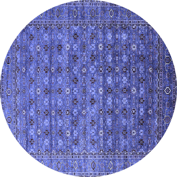 Round Oriental Blue Traditional Rug, urb2294blu