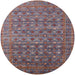 Round Mid-Century Modern Chestnut Brown Oriental Rug, urb2294
