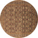 Round Machine Washable Oriental Brown Traditional Rug, wshurb2294brn