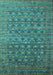 Machine Washable Oriental Turquoise Traditional Area Rugs, wshurb2294turq