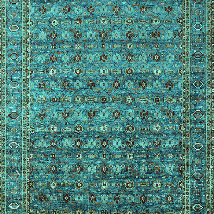 Machine Washable Oriental Turquoise Traditional Area Rugs, wshurb2294turq