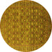 Round Machine Washable Oriental Yellow Traditional Rug, wshurb2294yw