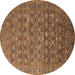 Round Oriental Brown Traditional Rug, urb2294brn