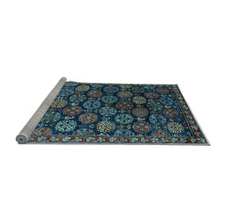 Sideview of Machine Washable Oriental Light Blue Industrial Rug, wshurb2295lblu