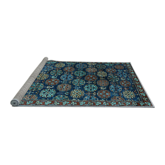Sideview of Machine Washable Oriental Light Blue Industrial Rug, wshurb2295lblu