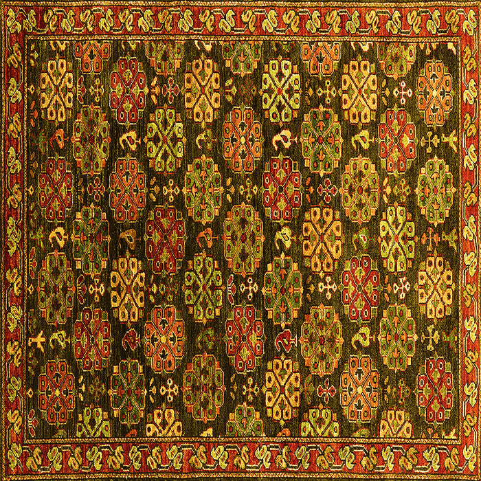 Square Machine Washable Oriental Yellow Industrial Rug, wshurb2295yw