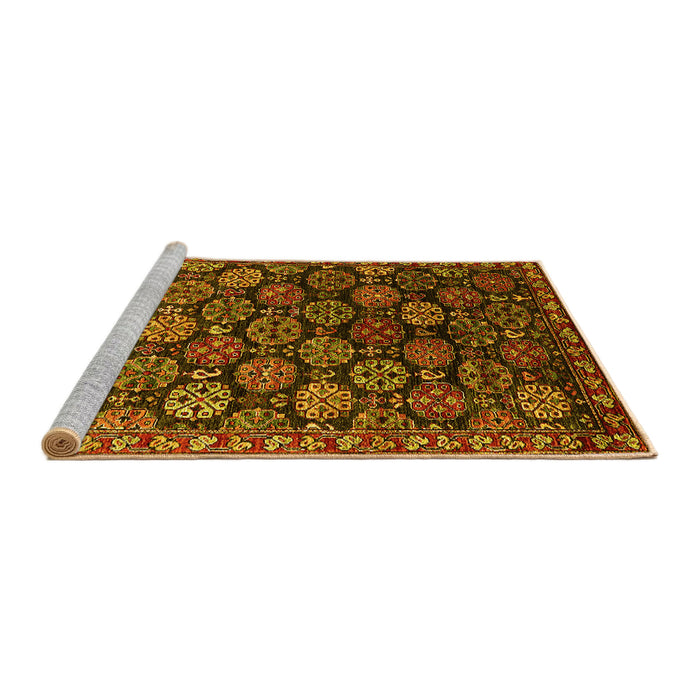 Sideview of Machine Washable Oriental Yellow Industrial Rug, wshurb2295yw