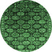 Round Oriental Emerald Green Industrial Rug, urb2295emgrn