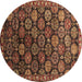 Round Oriental Brown Industrial Rug, urb2295brn