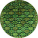 Round Oriental Green Industrial Rug, urb2295grn