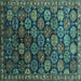 Square Oriental Turquoise Industrial Rug, urb2295turq