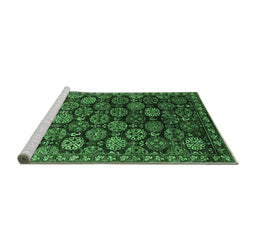 Sideview of Machine Washable Oriental Emerald Green Industrial Area Rugs, wshurb2295emgrn