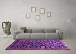 Machine Washable Oriental Purple Industrial Area Rugs in a Living Room, wshurb2295pur