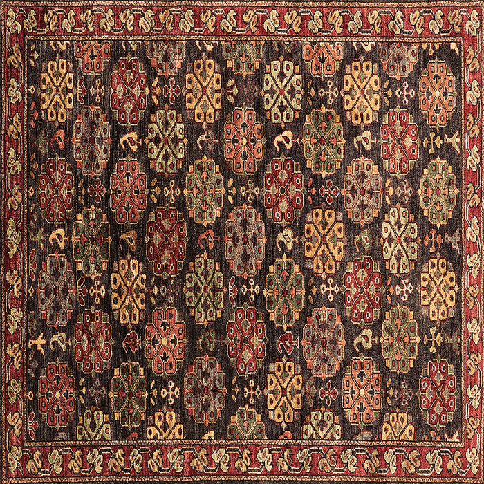 Square Machine Washable Oriental Brown Industrial Rug, wshurb2295brn