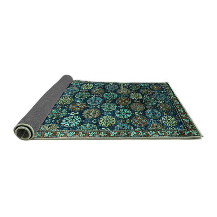 Sideview of Oriental Turquoise Industrial Rug, urb2295turq