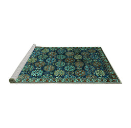 Sideview of Machine Washable Oriental Turquoise Industrial Area Rugs, wshurb2295turq