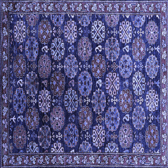 Square Machine Washable Oriental Blue Industrial Rug, wshurb2295blu