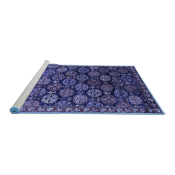 Sideview of Machine Washable Oriental Blue Industrial Rug, wshurb2295blu