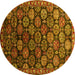 Round Oriental Yellow Industrial Rug, urb2295yw