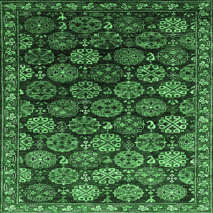 Square Machine Washable Oriental Emerald Green Industrial Area Rugs, wshurb2295emgrn