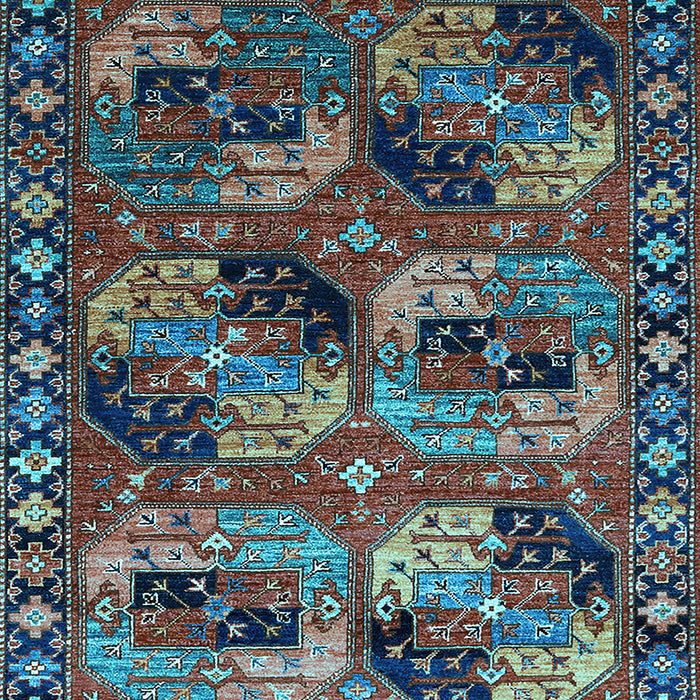 Machine Washable Oriental Light Blue Industrial Rug, wshurb2296lblu