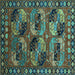 Square Oriental Turquoise Industrial Rug, urb2296turq