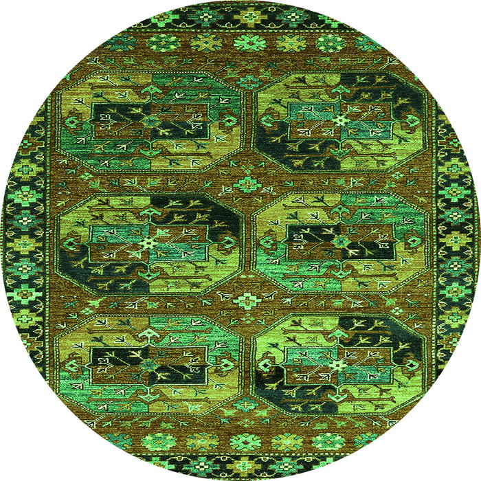 Round Oriental Green Industrial Rug, urb2296grn