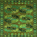 Square Machine Washable Oriental Green Industrial Area Rugs, wshurb2296grn