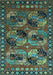 Machine Washable Oriental Turquoise Industrial Area Rugs, wshurb2296turq