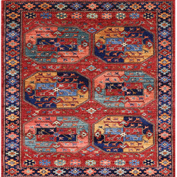 Square Mid-Century Modern Rose Purple Oriental Rug, urb2296