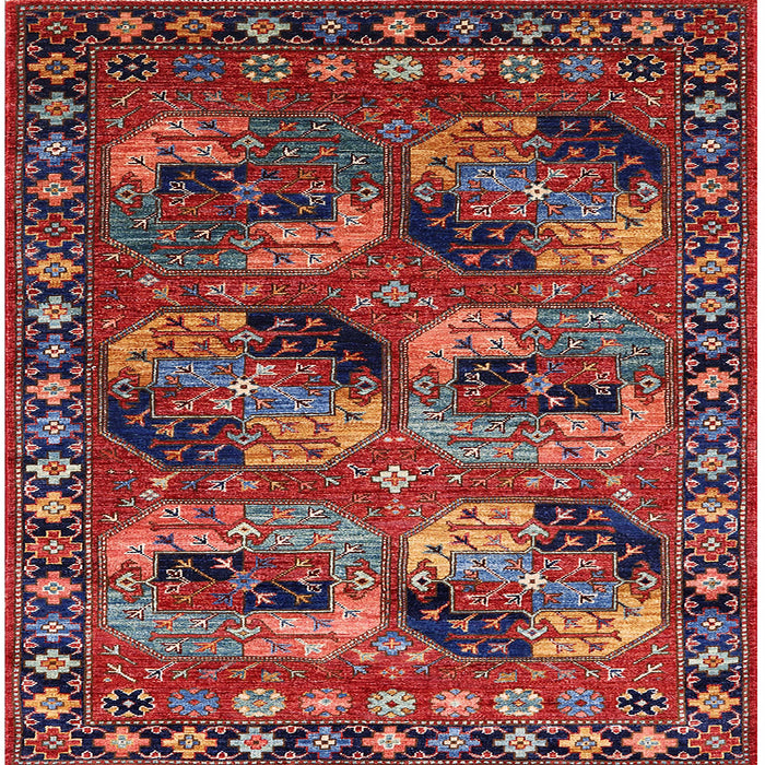 Square Mid-Century Modern Rose Purple Oriental Rug, urb2296