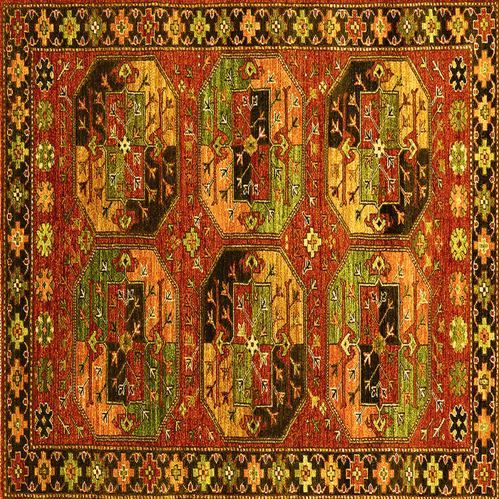 Square Machine Washable Oriental Yellow Industrial Rug, wshurb2296yw