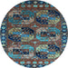 Round Oriental Light Blue Industrial Rug, urb2296lblu