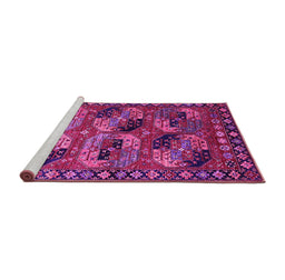 Sideview of Machine Washable Oriental Pink Industrial Rug, wshurb2296pnk