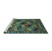 Sideview of Machine Washable Oriental Turquoise Industrial Area Rugs, wshurb2296turq