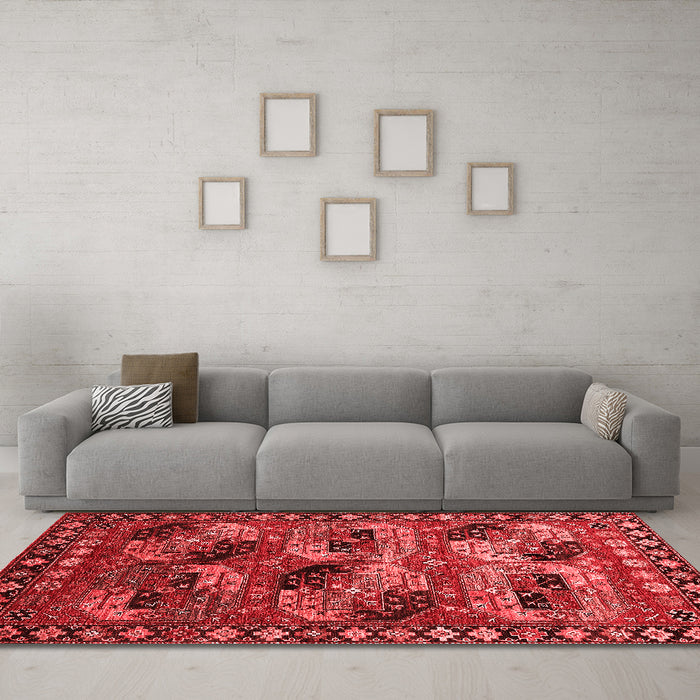 Industrial Red Washable Rugs