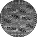 Round Machine Washable Oriental Gray Industrial Rug, wshurb2296gry