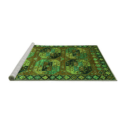 Sideview of Machine Washable Oriental Green Industrial Area Rugs, wshurb2296grn
