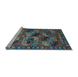 Sideview of Machine Washable Oriental Light Blue Industrial Rug, wshurb2296lblu